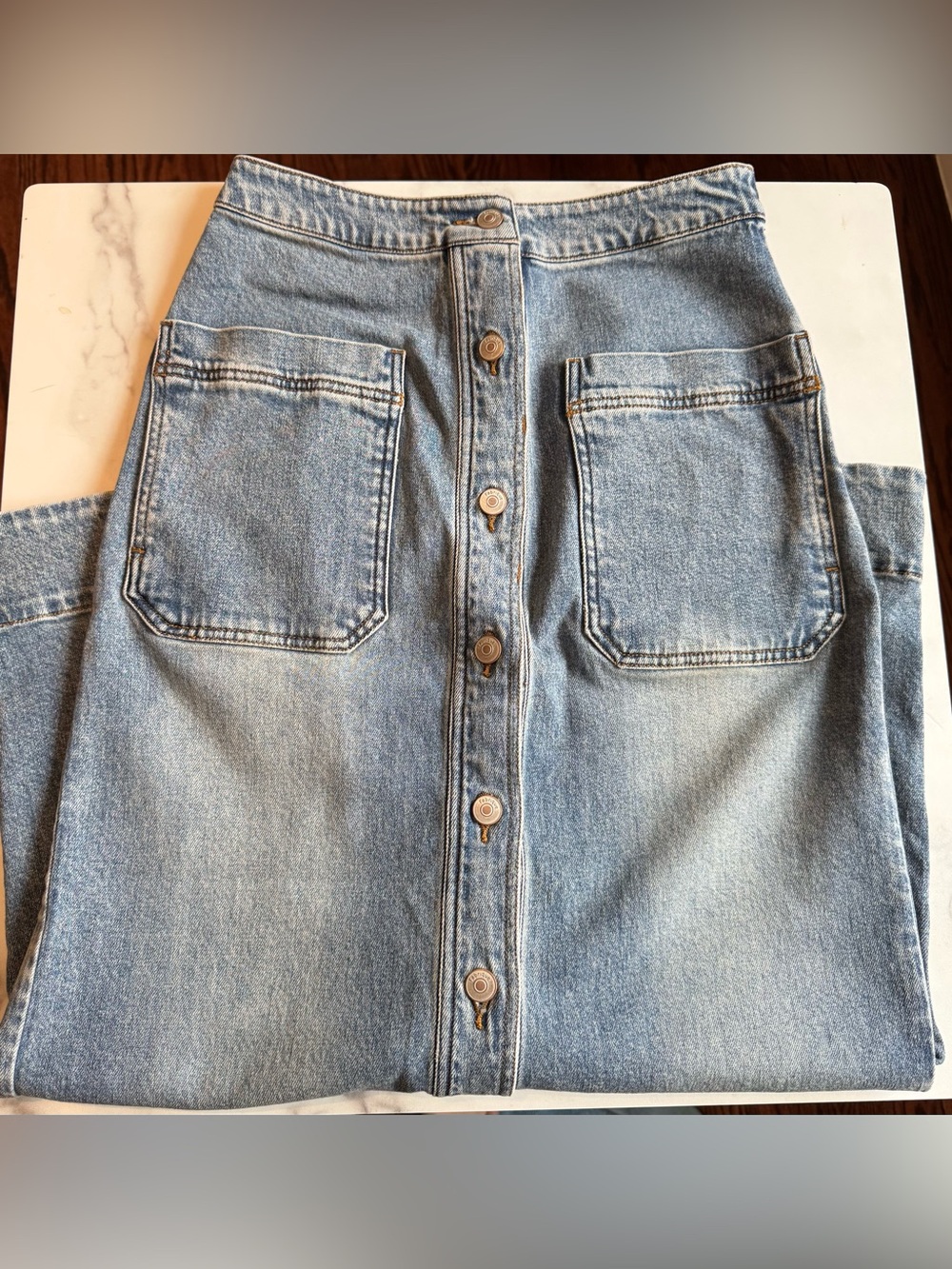 Fabrique x James Holman Button Front Denim Midi Skirt - size S